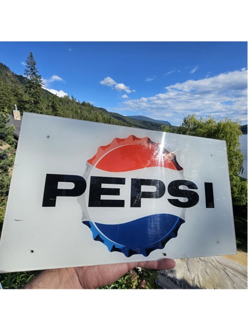 Vintage Pepsi Plexiglass Sign 1965-1969 Original Advertising Display 15.25" x 9"